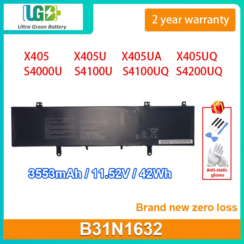 

UGB New B31N1632 Laptop Battery For Asus ZenBook 14 X405 X405U X405UA X405UQ X405UR S4000U S4100U 0B200-02540000 11.52V 42Wh