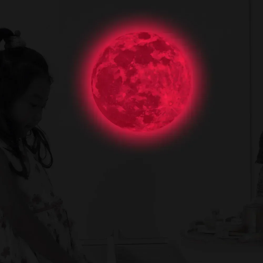 5/12/20/30CM 3D Luminous Moon Wall Sticker Glow in The Dark Fluorescent Sticker Waterproof The Dark Wall Decoration Stickers