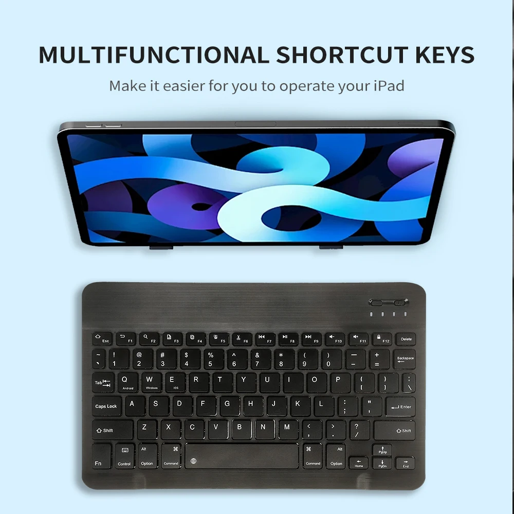 Tastiera Bluetooth Compatta con Layout AZERTY Francese, Alimentata a Batterie, Wireless per iPad iOS Android Windows  7