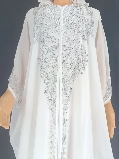 110212-15f584.jpg Robe Maxi en Mousseline de Soie avec Perles pour Femme Musulmane, Caftan, Abaya, Dubaï, Vêtements de Luxe, Hijabs, Grande Taille, Robes sulfà Capuche Africaines