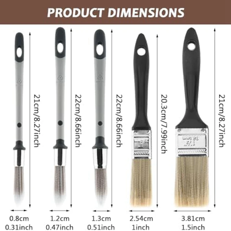 Small Paint Brushes Trim Painting Tools Wall Touch Up Paint Brush, Trim Paint Brushes 5 Piece