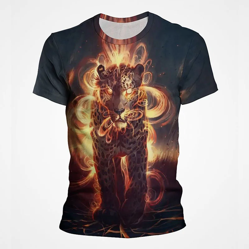 

2022 Animal 3D Print Leopard Cool Funny T Shirt Men Women Children Short Sleeve Summer Tops Tees Fashion Boy Girl T-shirt