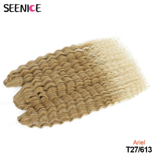 Ariel Curl Deep Wave Twist Crochet Hair Natural Synthetic Afro Curls Crochet Braids Ombre Braiding Hair Extensions For Women T27-613