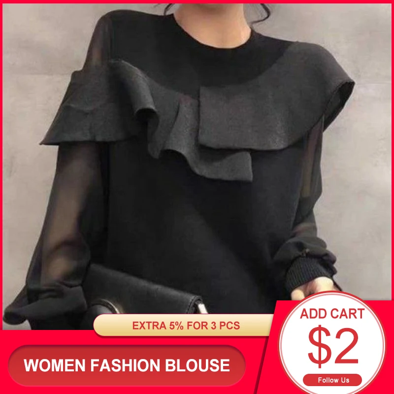 satin blouse Japan Chiffion Women Blouse Boho Lantern Sleeve 2020 Autumn Spring Casual Ruffles Shirts Loose Fashion Korea Tops Lady Travel long sleeve tops