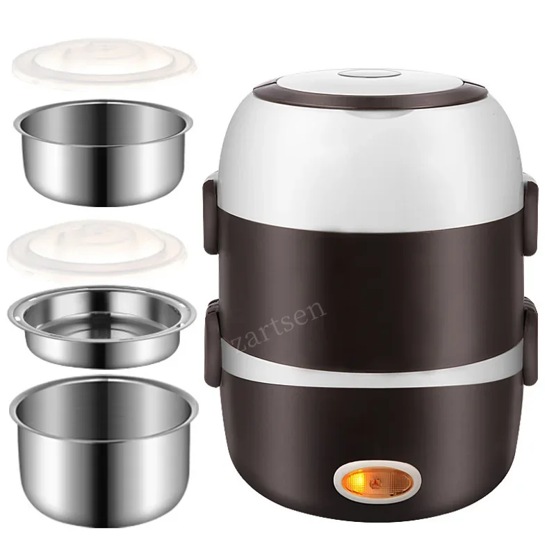 

Mini Electric Rice Cooker Stainless Steel 2/3 Layers Steamer Portable Meal Thermal Heating Lunch Box Food Container Warmer