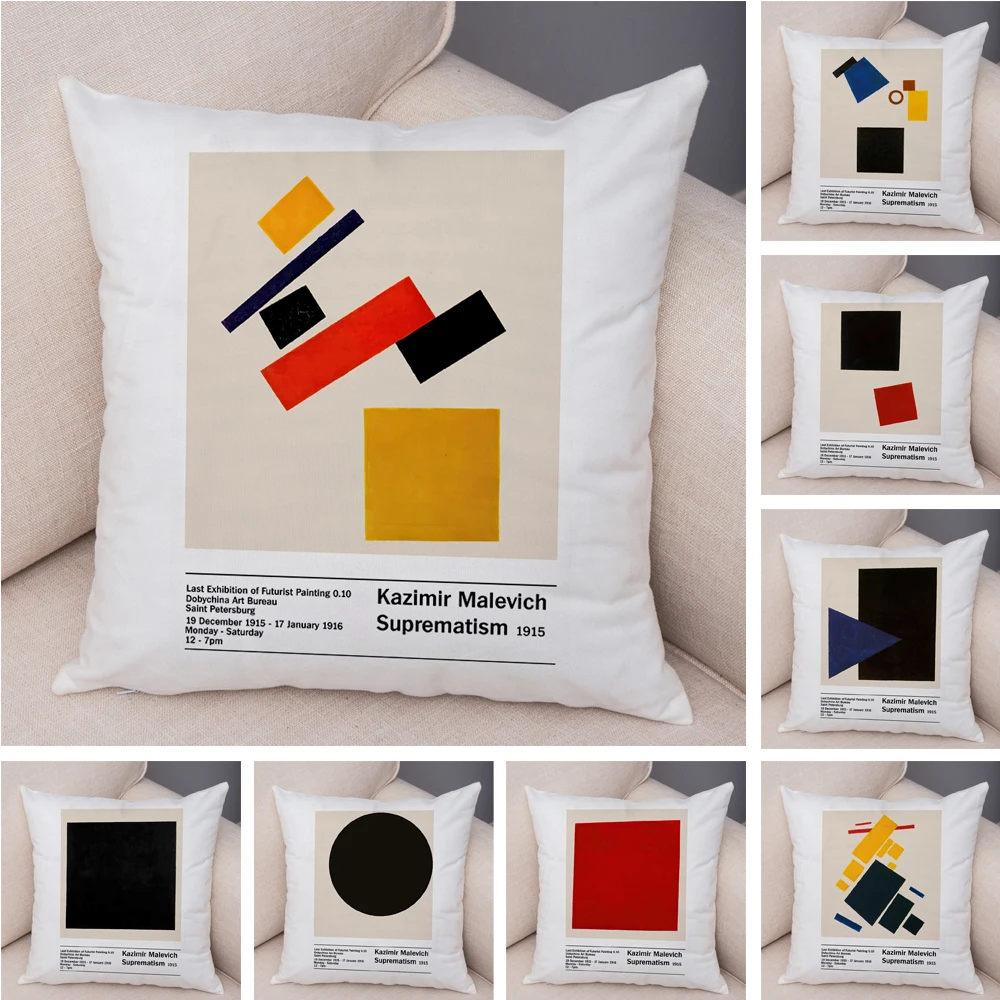 

Malevich Geometric Abstract Suprematism Art Pillow Case for Sofa Home Nordic Style Pillowcase Soft Plush Throw Cushion Cover