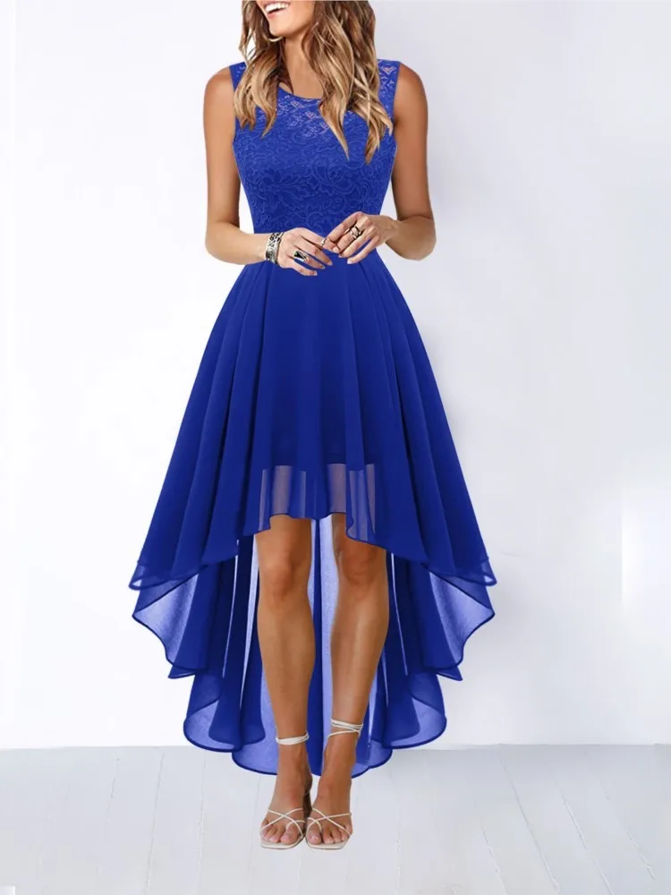 فستان أحمر بقصة هاي لو