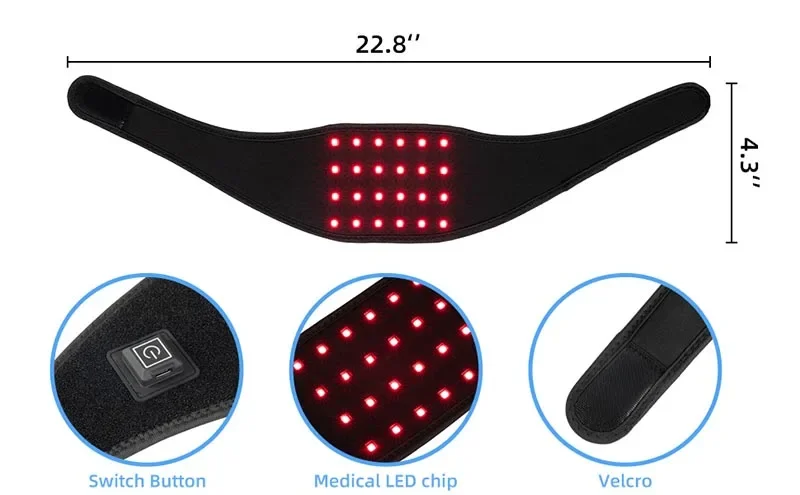 Cintura per terapia con luce rossa, fascia portatile a infrarossi, uso domestico, massaggio per rilassare i muscoli, sollievo dal dolore al collo, 15/20/24 lampade_voghion.com