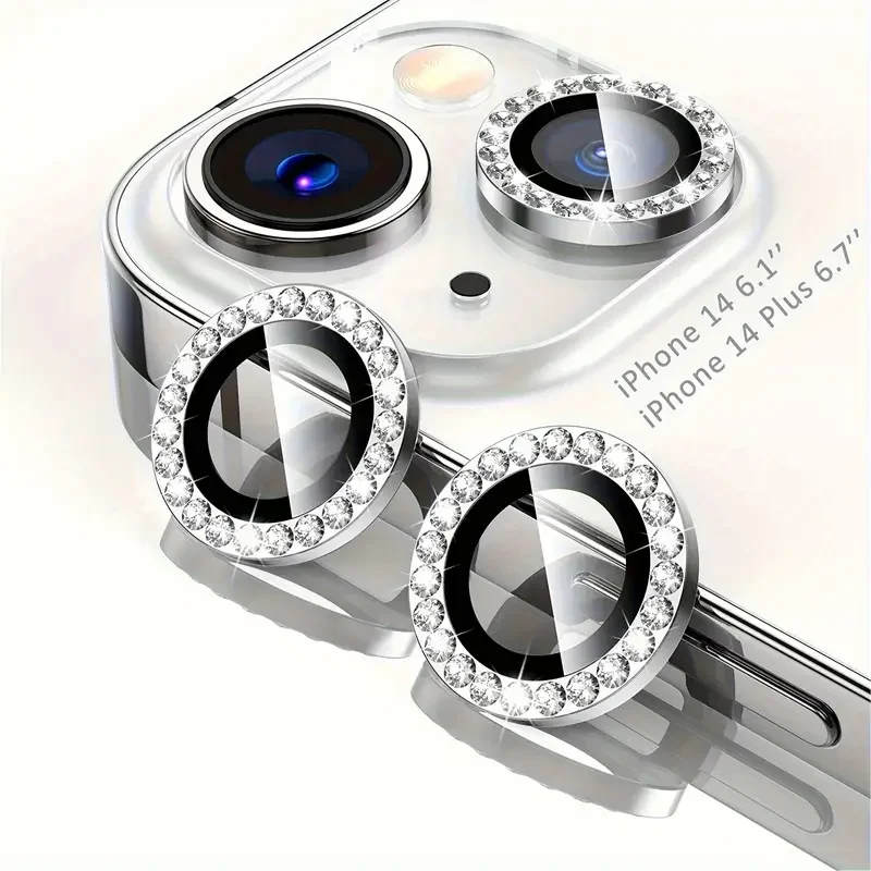 Diamond Metal Protective Glass Camera Lens Protector (2-3 Pack)