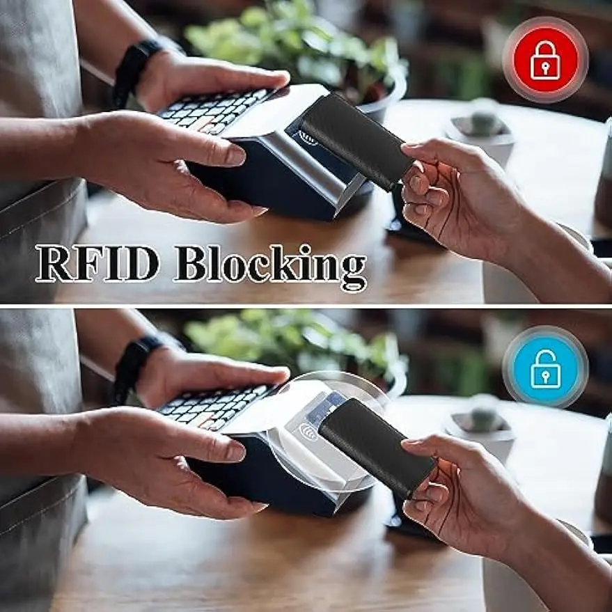 Credit Card Holder Carbon Fiber Credit Card Holder Wallet Men Rfid Smart Metal Thin Slim Pop Up Minimalist Wallet Small Black Purse Metal