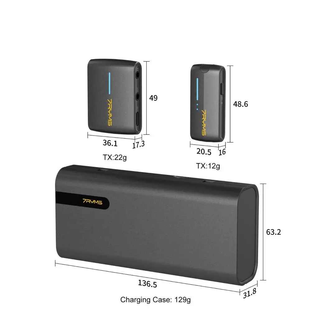 7Ryms iRay DW40 Wireless Lavalier Microphone with 4 Transmitters,48kHz/24bit Rec