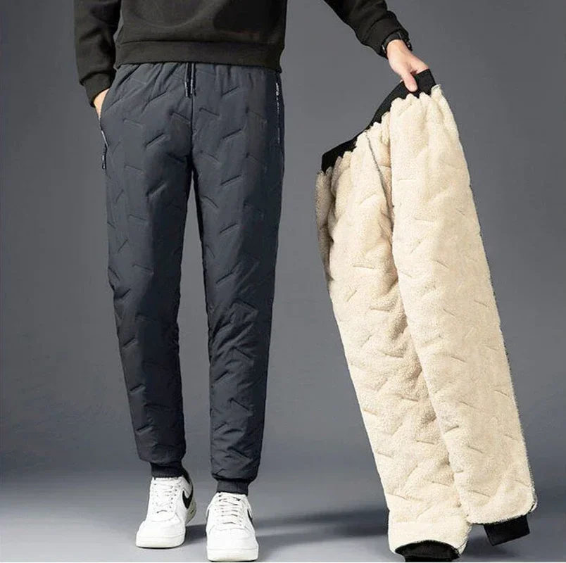2024 Men Winter Warm Lambswool Thicken Sweatpants Men Outdoors Leisure Windproof Jogging Pants Brand High Quality Trousers Men