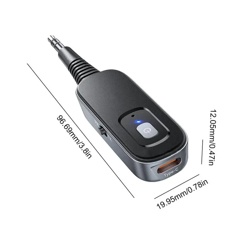 For Refer To Description Audio Receiver For Car 2-In-1 3.5mm Type-C Aux Car Adapter Long Range Audio Adapter Noise Cancelling