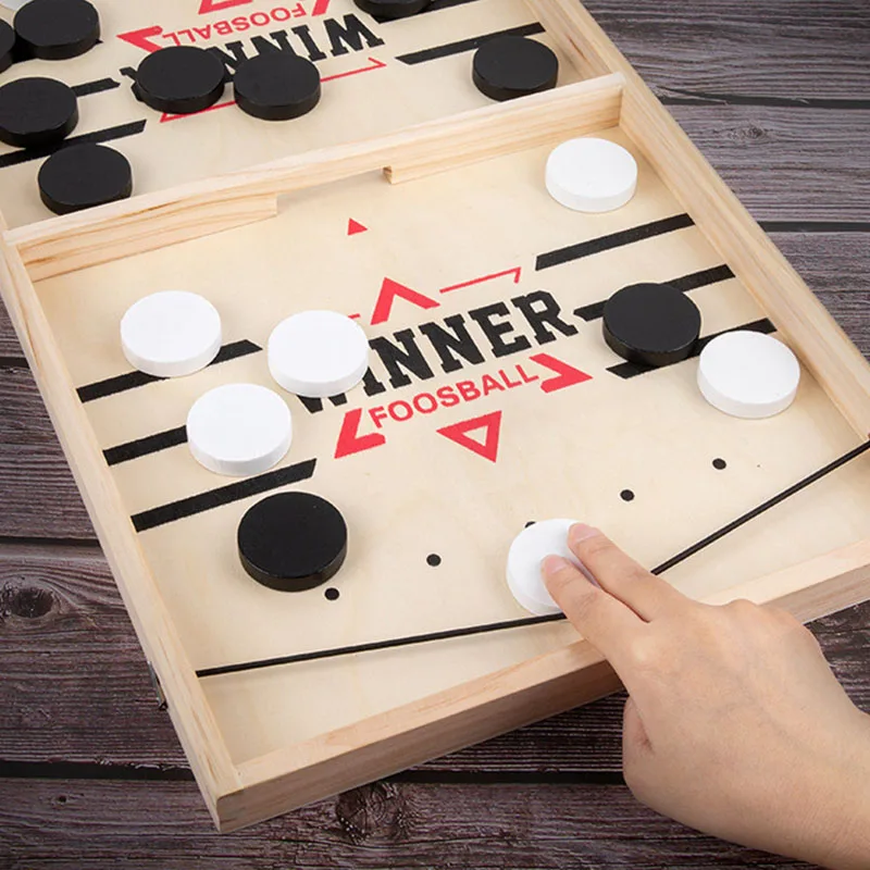 Two Players Against Wooden Billiard Board Game Fun Family Parent-Child Interactive Catapult Competitive Educational Set Toys 2