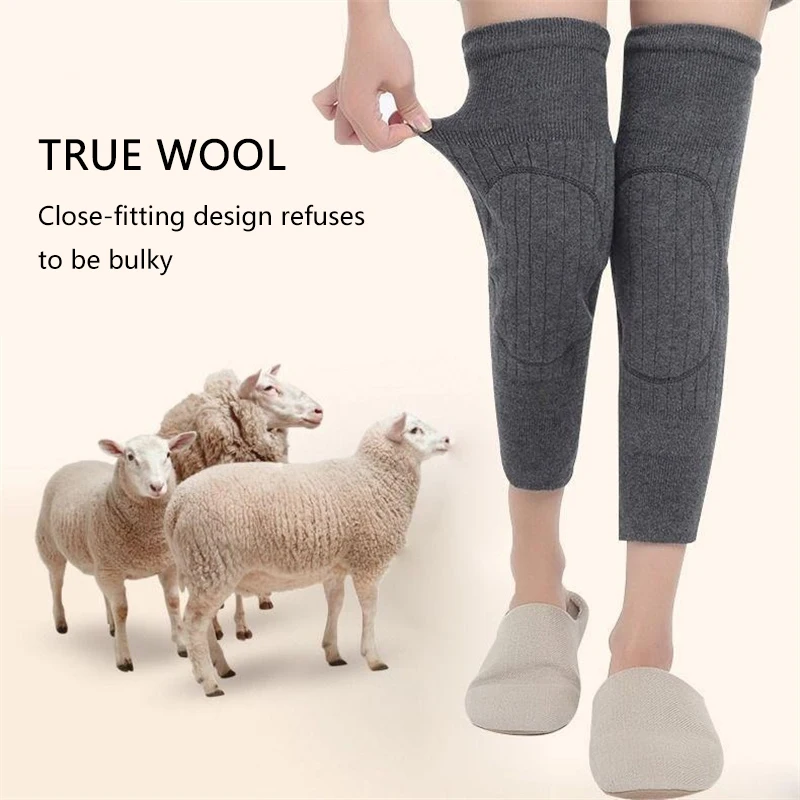 1 Pair Woolen Fleece Knee Pads Winter Women Men Elderly Warmer Coldproof Leg Arthritis Kneepad Thickened Knee Support Protector