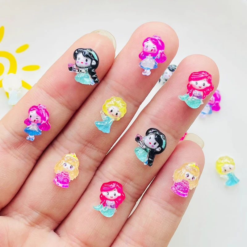 50 Pcs Cute Resin Mini Cartoon Princess Series Flat Back Stone Figurines DIY Wedding Scrapbook Manicure Hairpin Accessories simulation stones decor accessories,resin hairpin accessories,resin nail art crafts,resin jewelry accessories,resin flower embellishments
