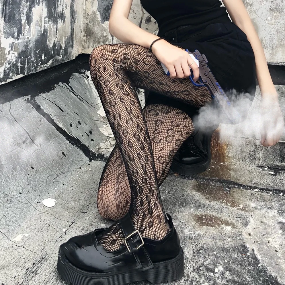 Women Sexy Black Leopard Fishnet Tights Hollow Out Pantyhose Gothic  Transparent Net Holes Pattern Mesh Pantyhose Stockings - Tights - AliExpress