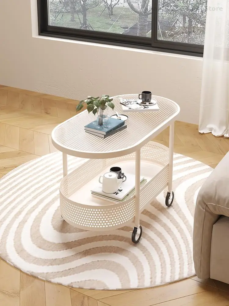 Movable Small Table Sofa Side Cabinet Living Room Small Coffee Table Side Corner Internet Popular Sofa Light