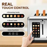 4 Slice Toaster Touch Screen Control 4 Wide Slot Stainless Steel Smart Bread Toaster for Bagel Muffin Waffle Dual Control Pannel 2