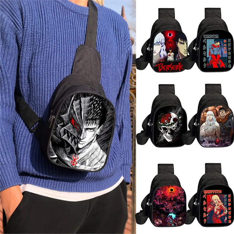 

Anime Berserk Metal Tin Sign Chest Bag Pack Travel Shoulder Bags Waterproof Outdoor Griffith Guts Manga Portable Storage Bags