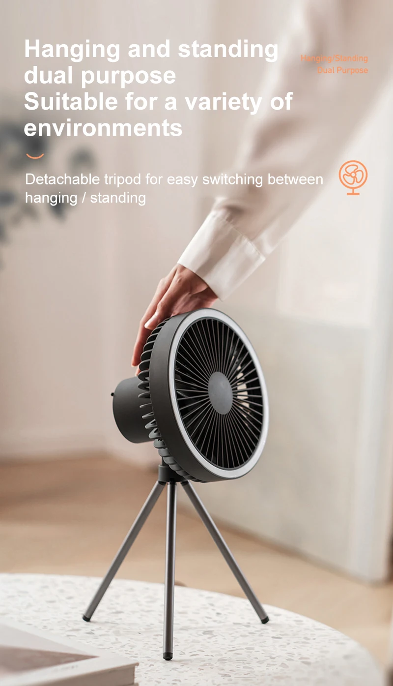 Se57482dcc0044e4dba610d9859f074911 10000mAh Portable Fan Home Outdoor Camping Fan LED Lighting Tripod Stand Desktop with Power Bank Wireless Ceiling Electric Fan Mallzona