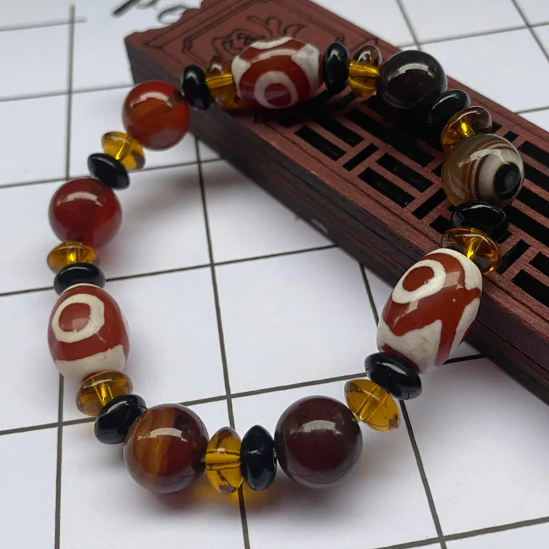 Natural Tibetan Dzi Bead Bangle Amulet Bless 9 Eyes Tibet Fengshui Dzi Bead Bracelet beaded bracelet