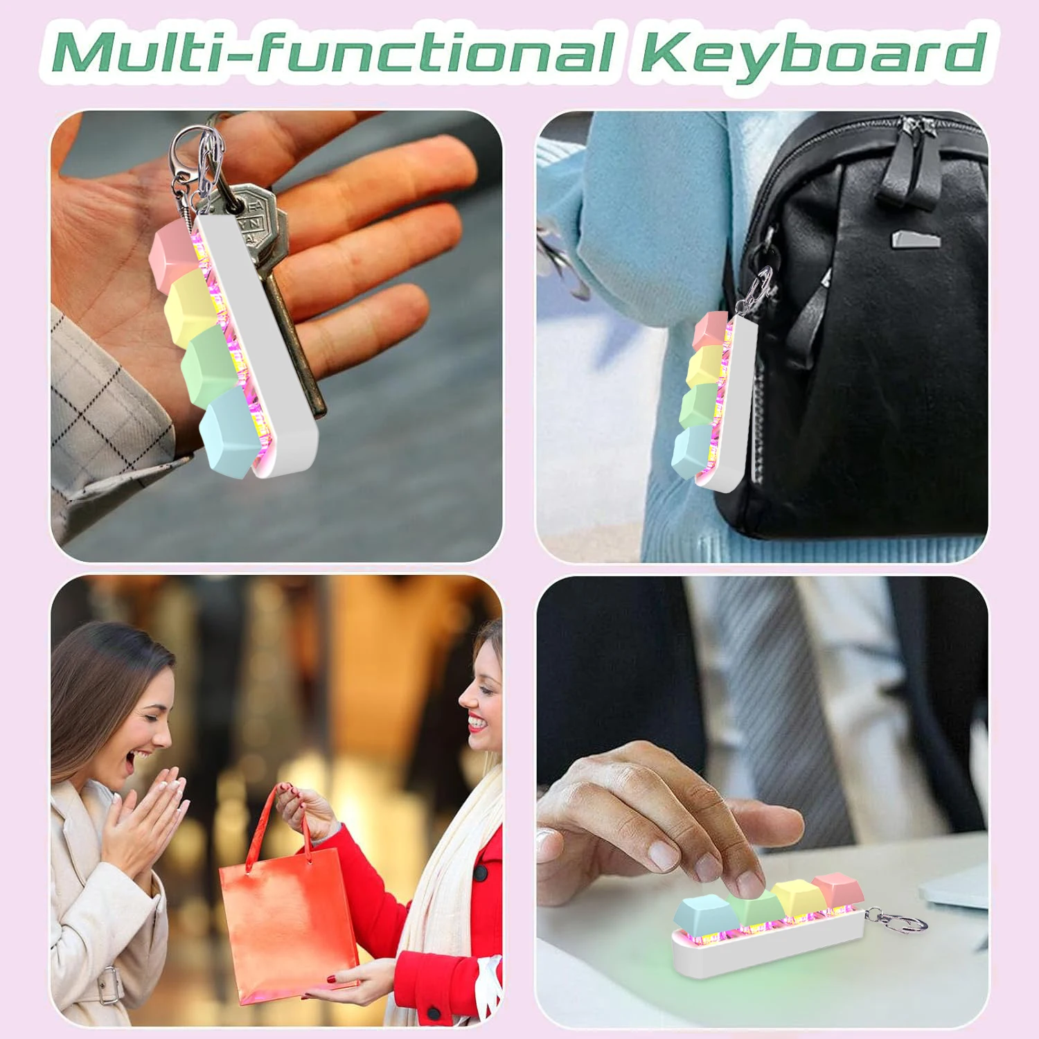 fidget toy LED keyboard key stress relief DIY keycap keychain