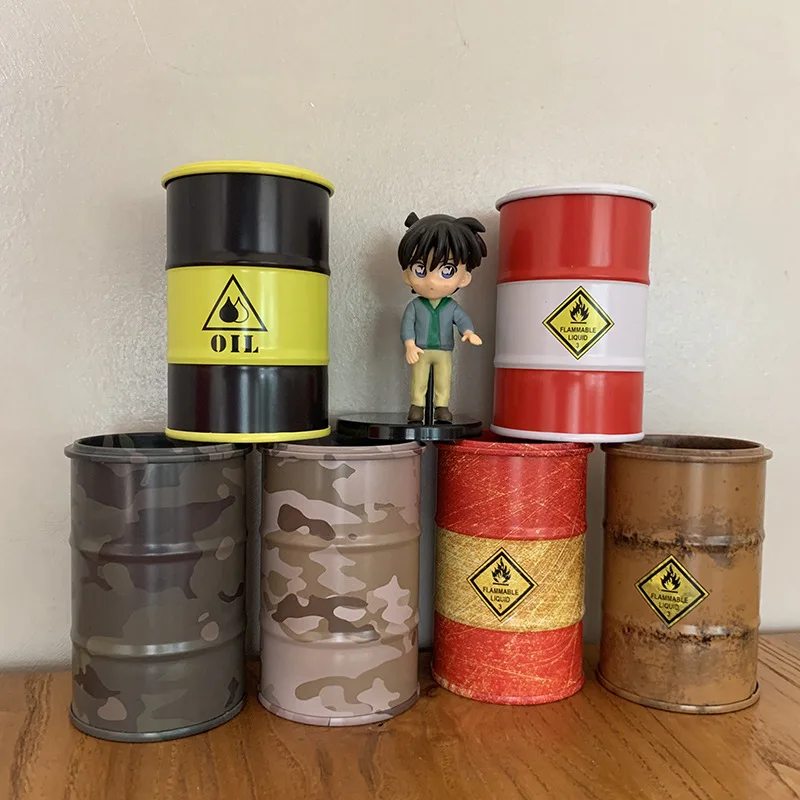 8.3*5.5CM 시뮬레이션 소형 화학 오일 드럼 모델 크리 에이 티브 스토리지 박스 데스크탑 장식 군사 전쟁 게임 장면 디오라마