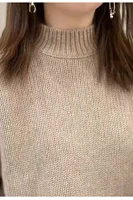 100% pure cashmere sweater in autumn and winter, thick high neck, loose lazy wind knitted sweater bottoming shirt for women. - Image 3