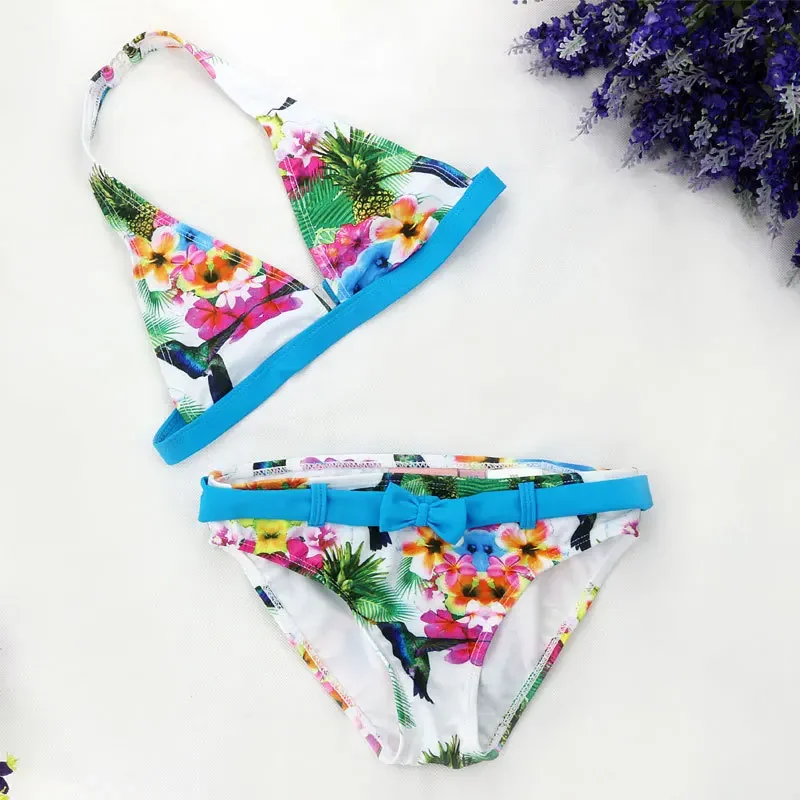 Summer Cuhk Girls Split Bikini Kids Cute Flower And Animal Pattern Swimwear Children Girl Floral Swimsuit