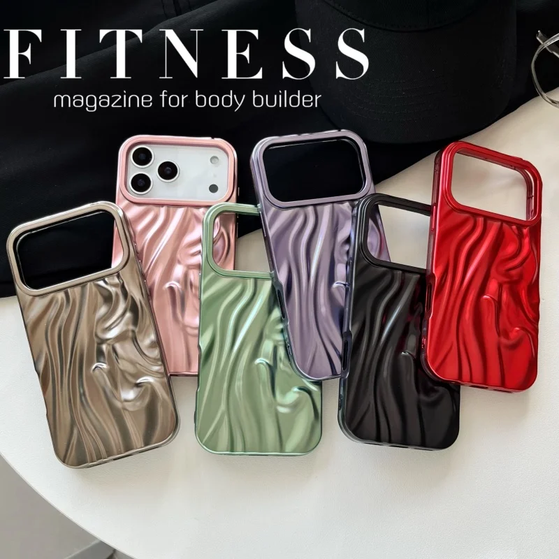 Luxury Plating Water Ripple Shockproof Phone Case - Glossy Matte Silicone Cover