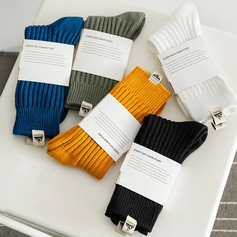 Socks Men's medium tube solid sports socks 5pcs