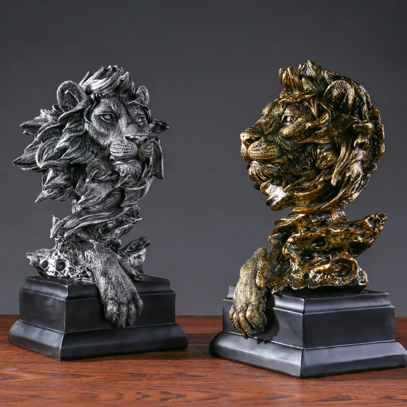 

The Lion In Wind Resin Figurine Nordic Handmade Animal Craft Modern Sculpture Office Home Desktop Decors Statue Ornaments Gift