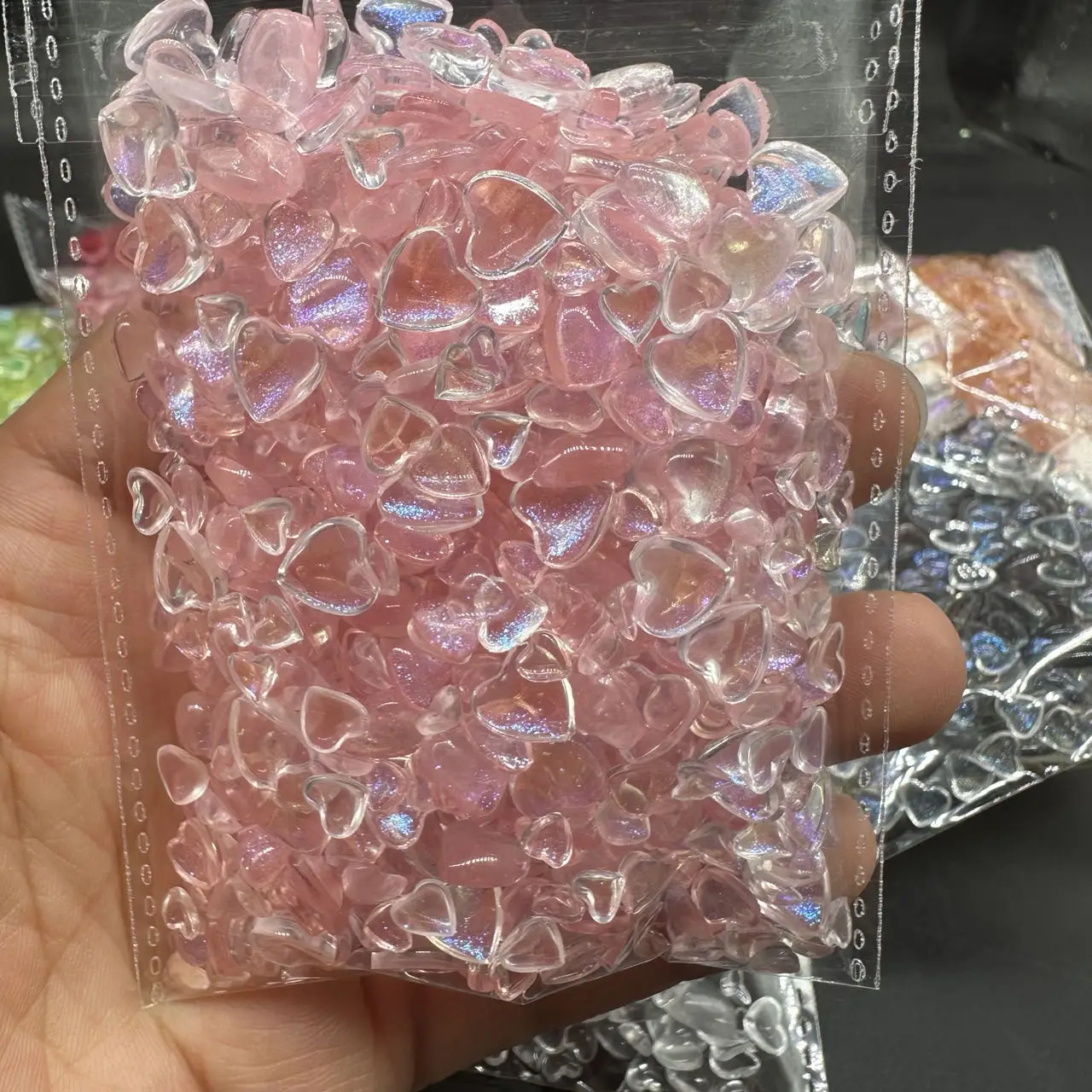 

1Box Mixed Size Love Nail Charms 3D Glitter Resin Rhinestones Nail Art Decorations Parts Flatback Gemstones Jewelry For Manicure