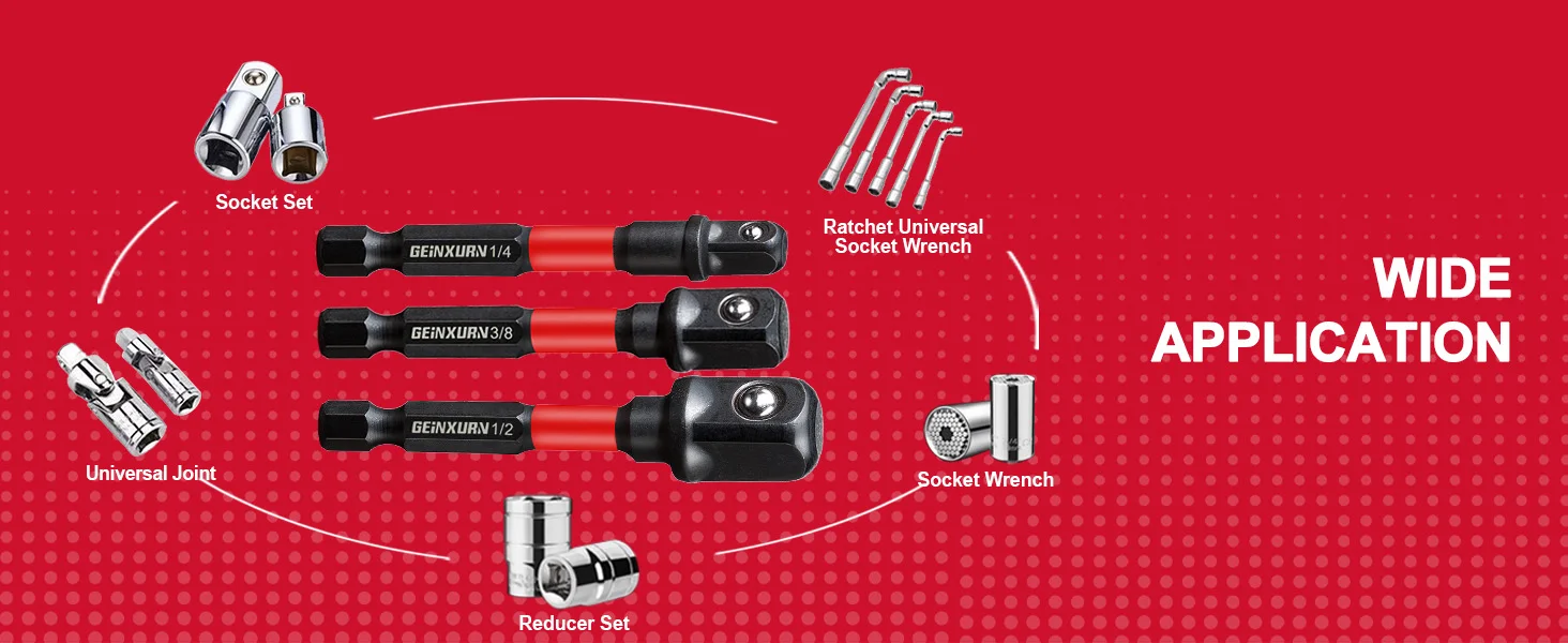 Geinxurn 1/2" Schlagschrauber-Set, 3-Zoll-Verlängerungsbit mit Halter, passt sich Ihren Bohrmaschinen an einen Schlagschrauber mit hohem Drehmoment an – Detail 4