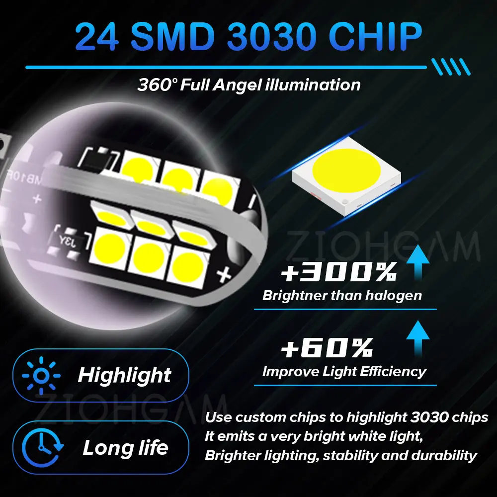 ZIOHGAM CANBUS LED  Ʈ 194 ,   ȣ, ̵ Ŀ , ڵ ȣ, WY5W, T10, 2 