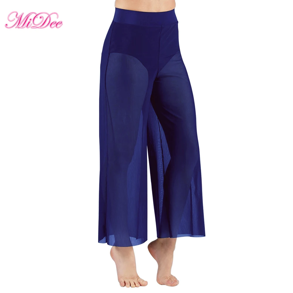 Pantalon De Danse Moderne Femme SHBHWS - Jambes Larges En Maille, Taille Haute, Confortable Et Respirant
