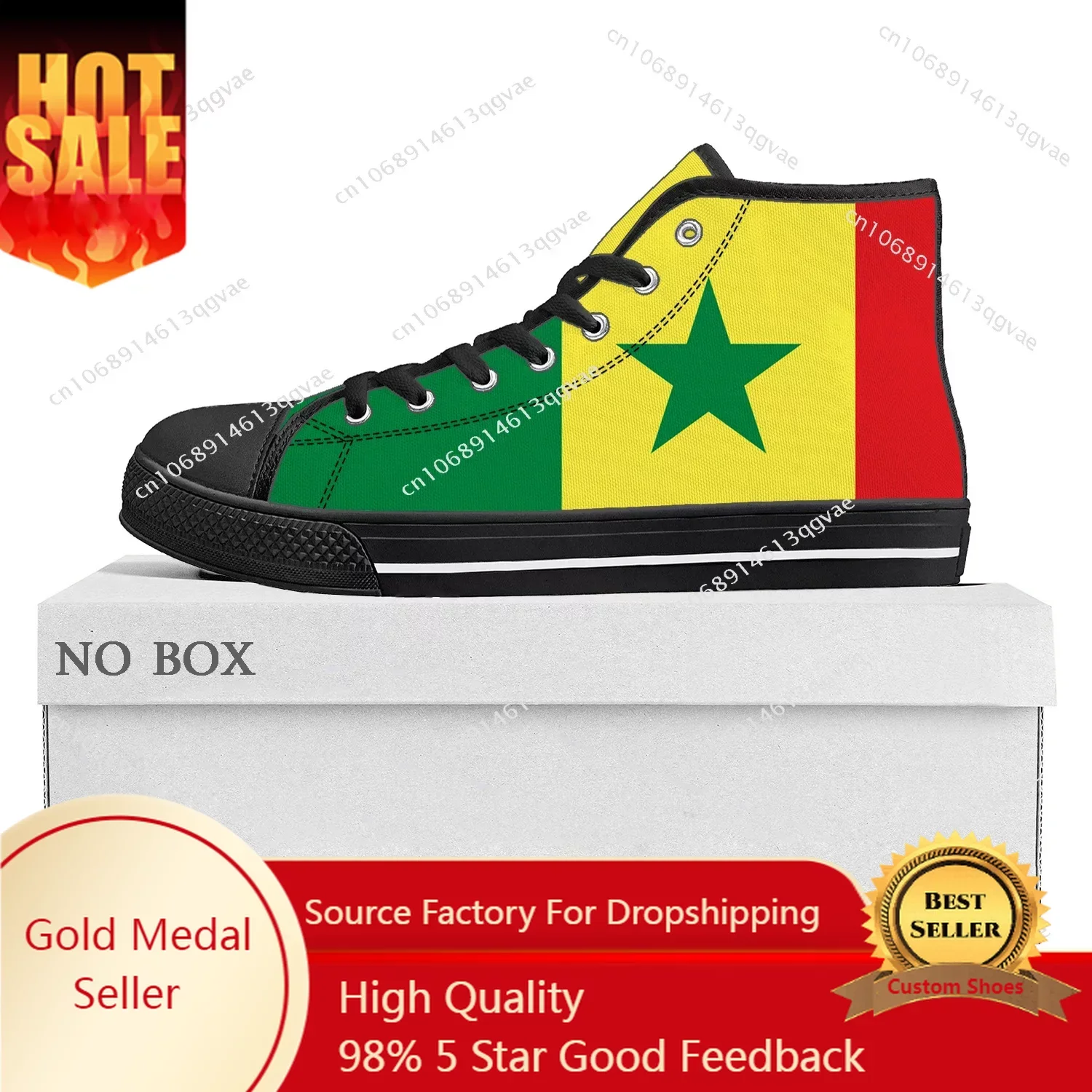 Senegalese Flag High Top High Quality Sneakers Mens Womens Teenager Canvas Sneaker Senegal Casual Couple Shoes Custom Shoe