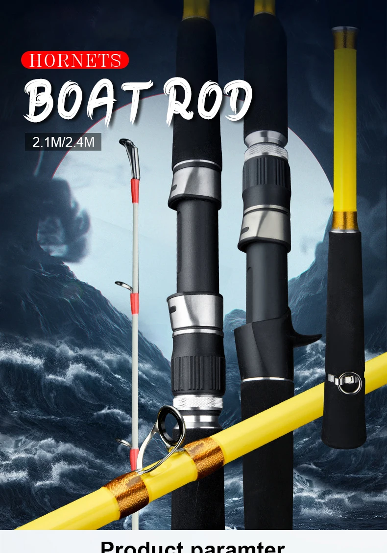 Rosewood 2.1m 2.4m Spinning Casting Boat Rod Ocean Fishing Rod For  Saltwater Lure 40-180g Jigging Rod High Carbon Tackle Pesca - AliExpress