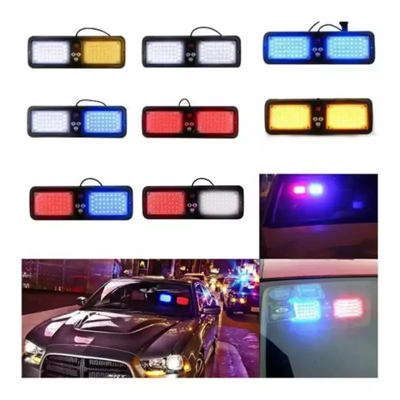 LED 자동차 바이저 스트로브 점멸등 실내 앞유리 차양판 비상 경고등 선바이저 패널 DC 12V 12가지 모드
