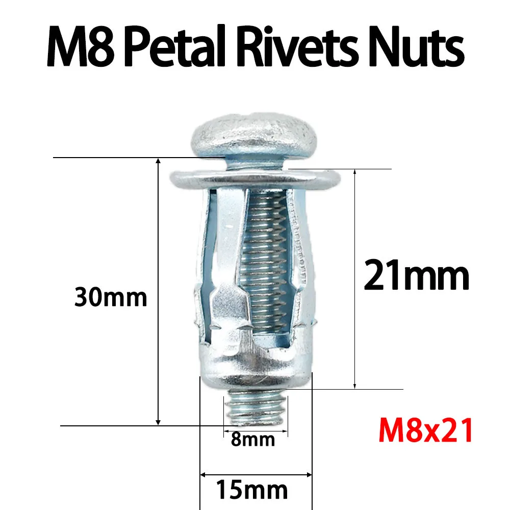 M4 M5 M6 M8 Petal Shape Metal Nut Expansion Screw Molly Jack Nuts Jacknut License Plate Fix Panel Clamp Lock Rivet Nut Rivetnut