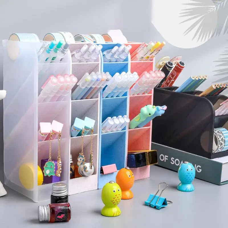 Creative Multifunctional 5 Grid Desktop Organizer Pen Holder Makeup Storage Box School Office Accessories Stationery