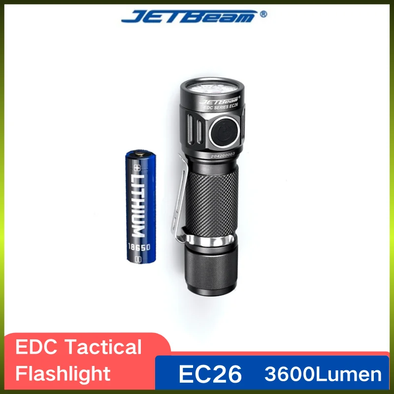 JETBEAM EC26 EDC Tactical Flashlight 3600Lumen Tail Magnet With 18650 Battery High powerful Torch Light For