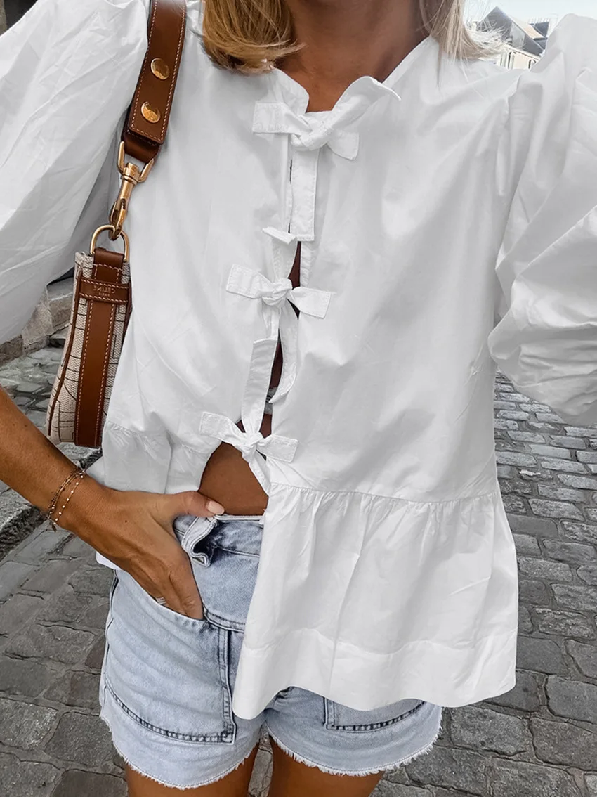 Casual Hollow Out Short Sleeve T-shirt Shirts Women's Summer Patchwork Lace-Up Loose Streetwear Female Y2k Top Shirts