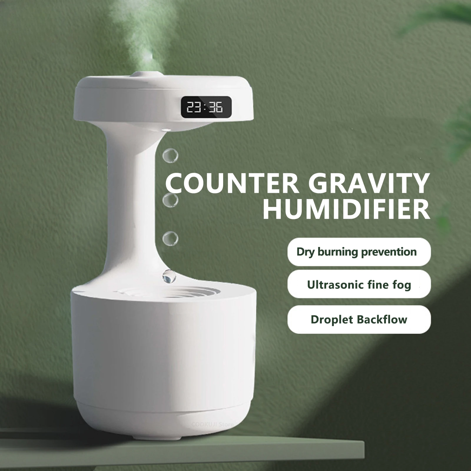 

Mijia 800ML Air Humidifier Home Anti-Gravity Water Droplets Ultrasonic Mist Maker Fogger with LED Display for Office Bedroom