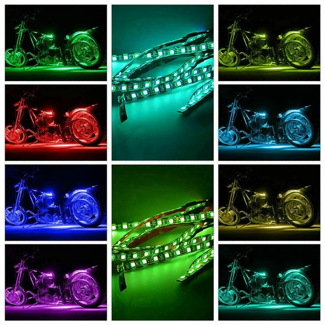 Strisce LED Neon Per Moto 12V - RGB Con Telecomando, Impermeabili, Universali Per Personalizzazione - Foto 12
