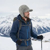 SUPER WARM Winter Beanie Hat Men Women Thick Fleece Lined Cap with Earflaps Visor Brim Outdoor Windproof Ski Snow Hat Knit 4