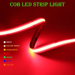 High - Density Flexible COB LED Strip Light - Warm, Natural White, Red, Blue, Green Decorative Lighting, DC12/24V (8mm PCB 24V 480Leds)