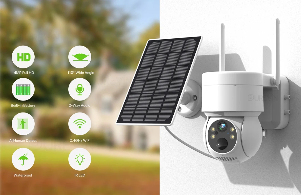Se5754e5365b04720805052db3a06ae9d1 WiFi PTZ Camera Outdoor Wireless Solar IP Camera 4MP HD Built-in Battery Video Surveillance Camera Long Time Standby iCsee APP