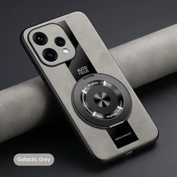 Luxury Leather Shockproof Phone Case with Magnetic Holder and Ring - Premium Protection Shell for Oppo Reno15 Pro (GRAY)